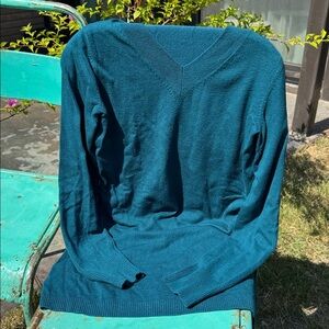 Merrick Long Teal V-Neck Sweater